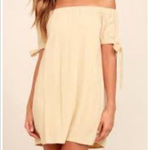 Lulu’s beige off the shoulder dress